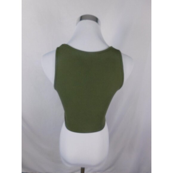 Green Ribbed Corset Crop Tank Square Neck Witchcore XS - Picture 5 of 10